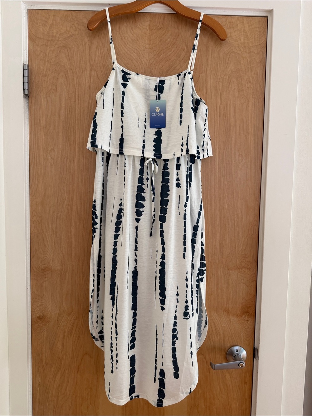 Cupshe White and Navy Tie-Dye Maxi Dress